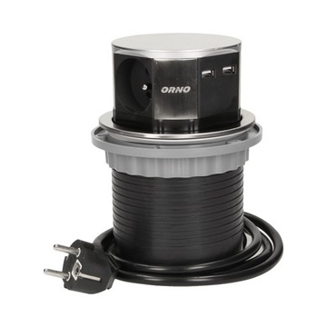 МЕБЕЛЬНАЯ РОЗЕТКА 3X250V USB РАЗДВИЖНАЯ 1381 INOX