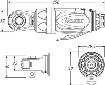 HAZET 9021P-2 Пневматический угловой ключ с храповым механизмом 3/8 дюйма