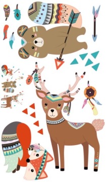 Наклейка на стену МЕДВЕДЬ ЛИСА СОВА ОЛЕНЬ Индийский XXL