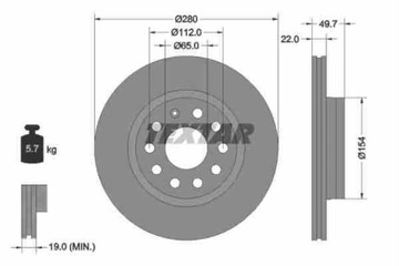 ТОРМОЗНОЙ ДИСК TEXTAR ПЕРЕДНИЙ AUDI A3 SEAT LEON VW