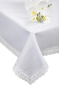 plamoodporny obrus gipiura FLORENCJA 240x140 biały