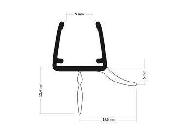 Уплотнитель для душевой кабины 10-12мм УК03-10 1,5м