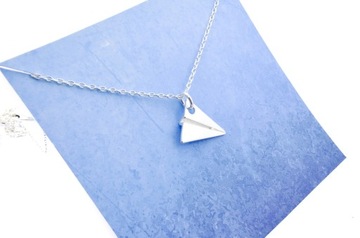 Srebrny naszyjnik celebrytka samolot origami 925