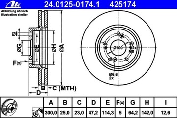 ПЕРЕДНИЕ ДИСКИ ATE HONDA ACCORD VII 03-08 300мм