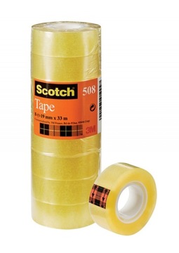 TAŚMA KLEJACA SCOTCH, TAŚMA BIUROWA EKONOMICZNA ROZMIAR 19mm x 33M, 8 SZTUK