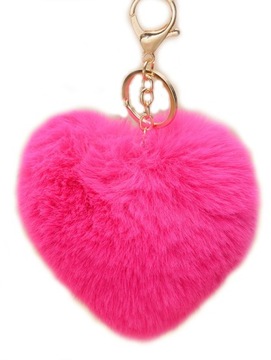 BRELOK SERCE POMPON FUTRO HEART ZAWIESZKA DO KLUCZ
