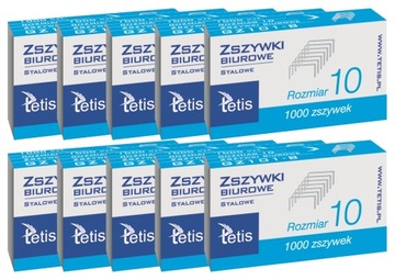 10x Zszywki biurowe No. 10 1000szt. Tetis GZ101-B