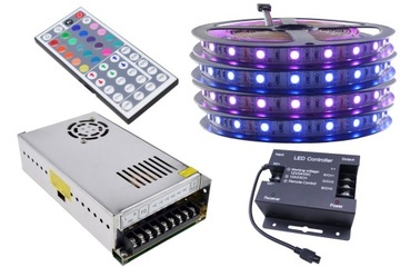 ZESTAW taśma LED 300 SMD RGB 5050 sterownik 20m