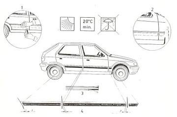 AUDI 80 - ПОЛОСКИ НИЖНИЕ, СИГНАЛЫ, КОМПЛЕКТ - 8 ШТ.