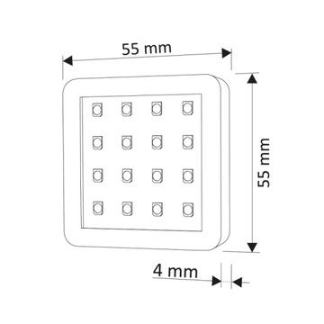 НАБОР из 6 точечных светильников LED SQUARE 1,5 Вт под шкаф