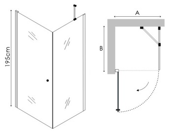 KABINA PRYSZNICOWA 90x80 szkło8mm CZARNE PROFILE