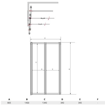 Parawan nawannowy BESCO 140x80 2skrzydłowy szklany