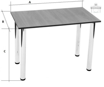 СТОЛ прямоугольный 100х55, белый, хромированные ножки, 71 см.