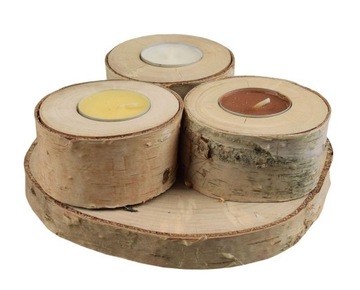 Świecznik drewniany tealight plaster drewna - HIT