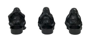 ŚWIECZNIK tea light BUDDA czarny wys. 10cm KOMPLET