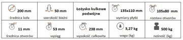 Ролик поворотный с тормозом, 200 мм, грузоподъемность 500 кг.