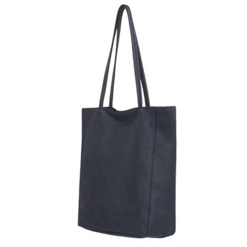 granatowa torebka skórzana worek shopper bag a4 torba skórzna polska