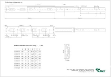 ШАРИКОВАЯ НАПРАВЛЯЮЩАЯ H-45 ММ ПОЛНОЕ ВЫДВИЖЕНИЕ 500 x 15 КОМПЛЕКТ