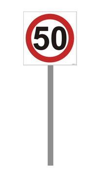 ZNAK 50 km/h OGRANICZENIE PRĘDKOŚCI STELAŻ 30x30 c