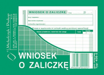 Wniosek o zaliczkę Michalczyk i Prokop offset bloczek 40 kartek A6 408-5