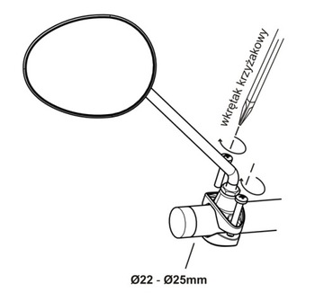 Велосипедное зеркало AJS длинный рычаг 25 см, черное