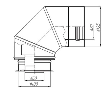 Переходник для погружного газа 60/100-80/125, колено 90