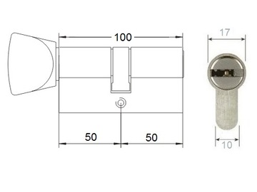 Цилиндровый вкладыш MCM 50/50 с ручкой 100 мм, высший сертификат защиты от взлома
