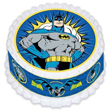 Opłatek NA TORT BATMAN CAŁY KOMPLET +babeczki