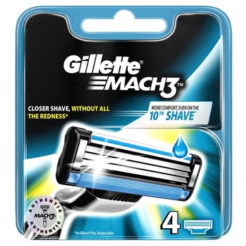 Gillette Mach 3 4 szt import UK wkłady ostrza u/pu