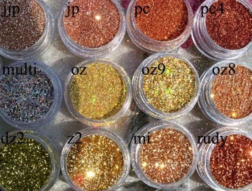 вбейте мелкий блеск GLITTER в пыль из КОНТЕЙНЕРА ФОЛЬГИ