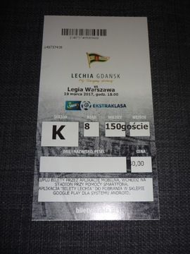 Bilet Lechia Gdańsk - Legia Warszawa 19.03.2017