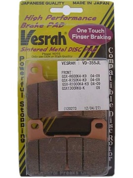 VESRAH VD-355JL (FA379HH) ТОРМОЗНЫЕ КОЛОДКИ (ПЕРЕДНИЕ)