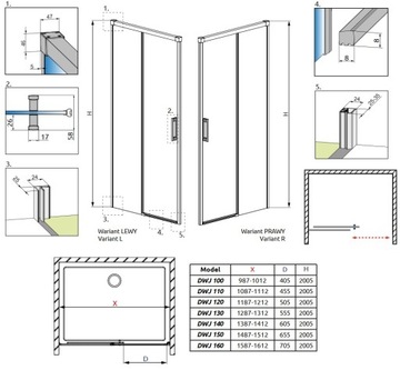 Душевая дверь Idea DWJ 150x200,5 левая RADAWAY