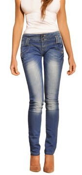 #L203 Wygodne Spodnie Jeans Dopasowane Rurki M/28