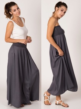 MAXI DŁUGA SPÓDNICA damska SUKIENKA GRAFIT