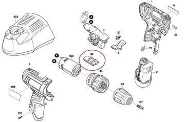 Bosch GSR 10,8-2-LI Przesuwka przełącznik biegi