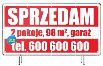 Baner reklamowy 2x1m Sprzedam Wynajmę Kupię DOM/Działkę Mieszkanie Wzory