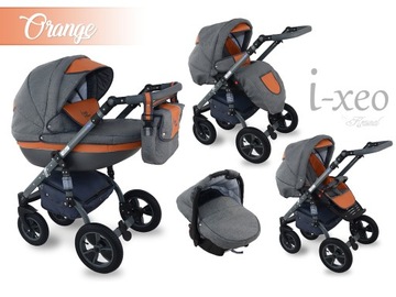 Детская коляска Dwarf I-XEO 3в1 лён+кожа+объём