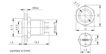 Монопереключатель PBW-12B. синий 12 В