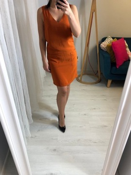 sukienka h&m pomaranczowa Zara na ramiaczkach