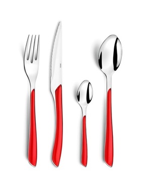 AMEFA 48 ECLAT CUTLERY РАЗНОЦВЕТНЫЙ КРАСНЫЙ ОБЕДЕННЫЙ НОЖ С ПОДАЧЕЙ НА 12 ПЕРСОН