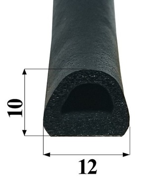 Уплотнители самоклеящиеся для окон D 12х10 мм, ЧЕРНЫЕ
