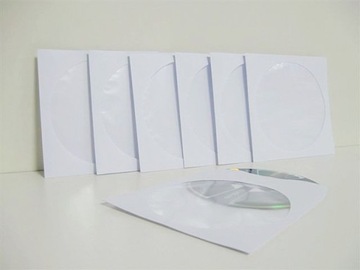 Конверты бумажные для дисков с окошком, белые, 1000 шт.