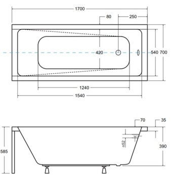 BESCO MODERN ВАННА 170x70 SCREEN HOUSING 75 MOTIVE