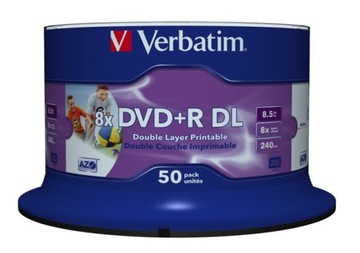 VERBATIM DVD+R DL для печати, 8,5 ГБ, 8x 10 шт., MKM-003