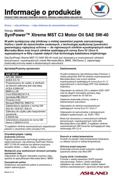 VALVOLINE Synpower MST C3 5W40 6L - MYSZKÓW