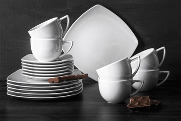 KOMPLET PORCELANOWY ZESTAW KAWOWY 18 el. KONSIMO TALERZYKI DESEROWE