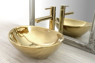 фото ориг. №4, Washbasin tabletop oval rea sofia golden 41 centimeters golden