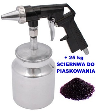 PISTOLET DO PIASKOWANIA + ŚCIERNIWO 25 kg PIASEK