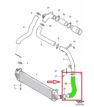 ТРУБКА ИНТЕРКУЛЕРА VOLVO S60 S80 V60 V70 31355170